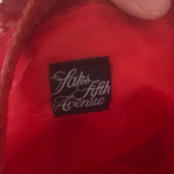 Saks Fifth Ave Red faux snakeskin tote bag - Picture 2 of 6